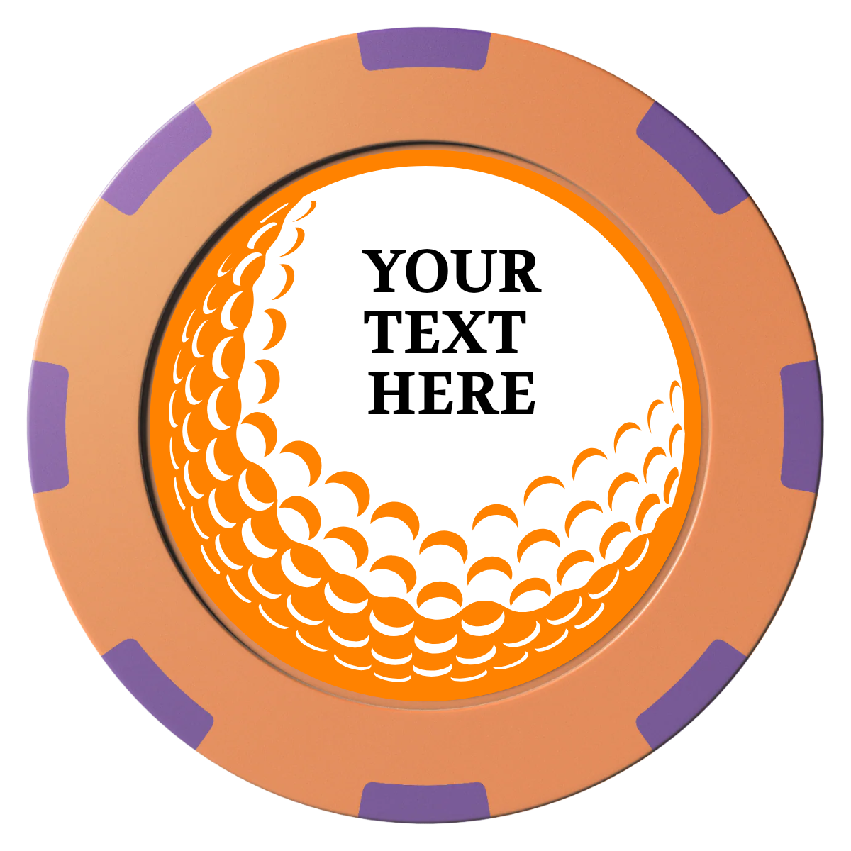 Hole In One Clay Poker Chips - Orange / 8 Spot (2 Tone) / 40mm - Front