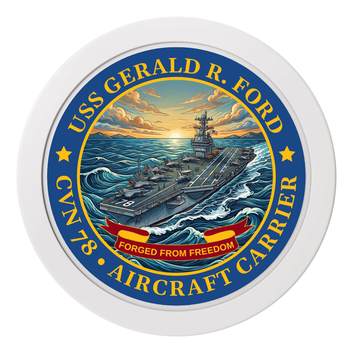 Navy USS Gerald Ford 2" Oversized Poker Chips - White - Back
