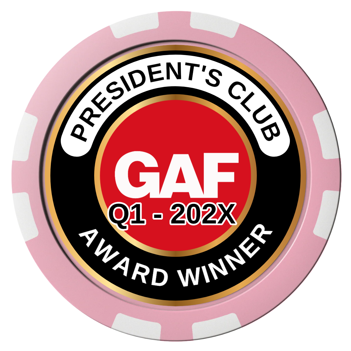 President's Club Composite Poker Chips - Pink / 8 Stripe - Front