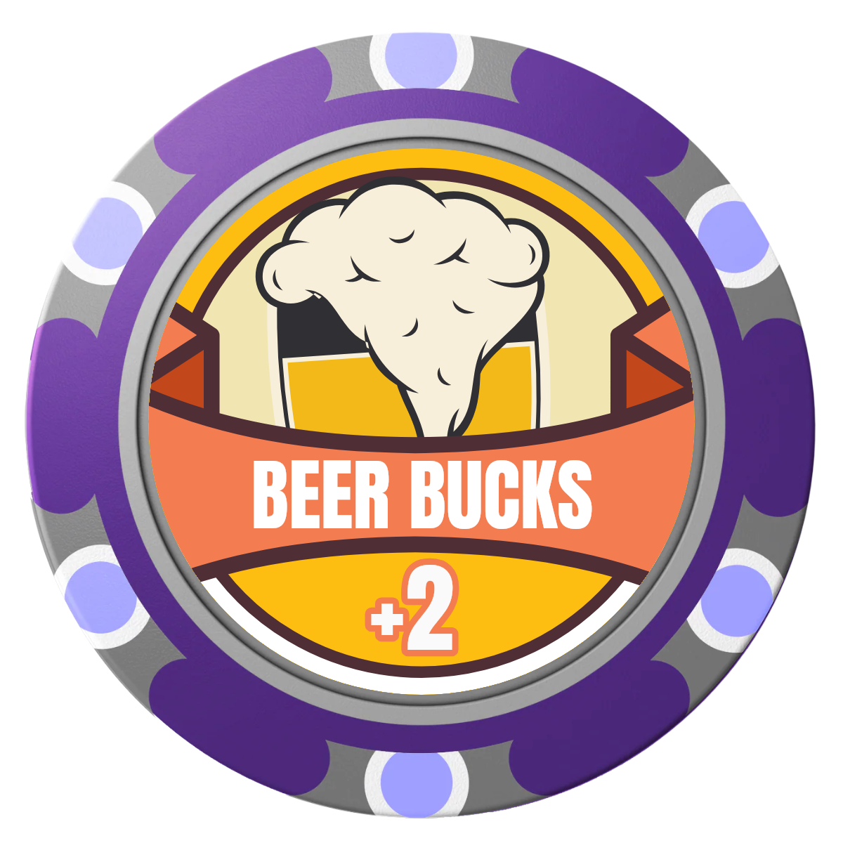 Banner Brew Clay Poker Chips - Purple / Monte Carlo / 40mm - Front