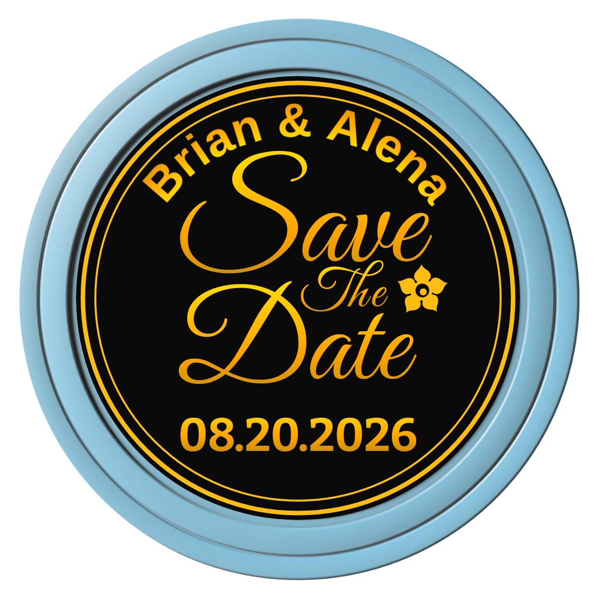Save the Date Text Composite Poker Chips - Light Blue / Solid - Front