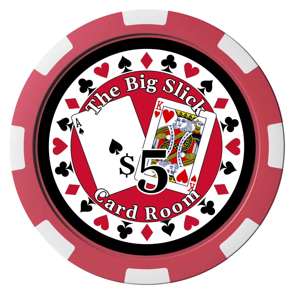 AK Big Slick Composite Poker Chips - Red / 8 Spot - Front
