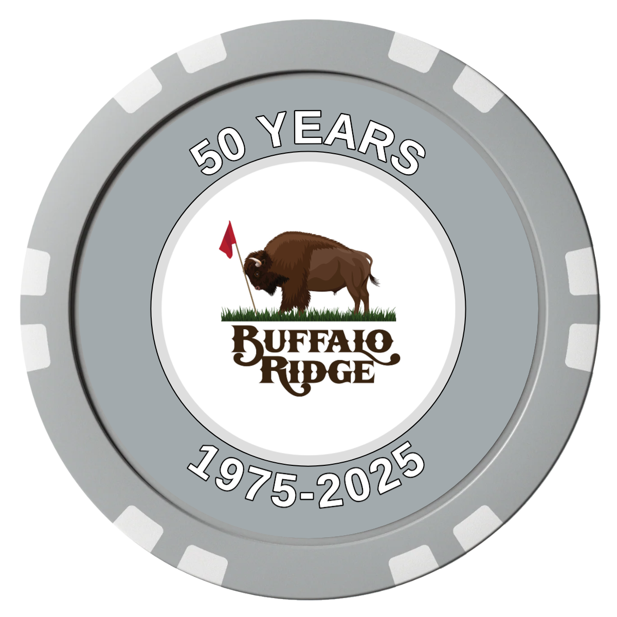 Branded Golf Pro Shop Composite Poker Chips - Gray / Double Stripe - Front