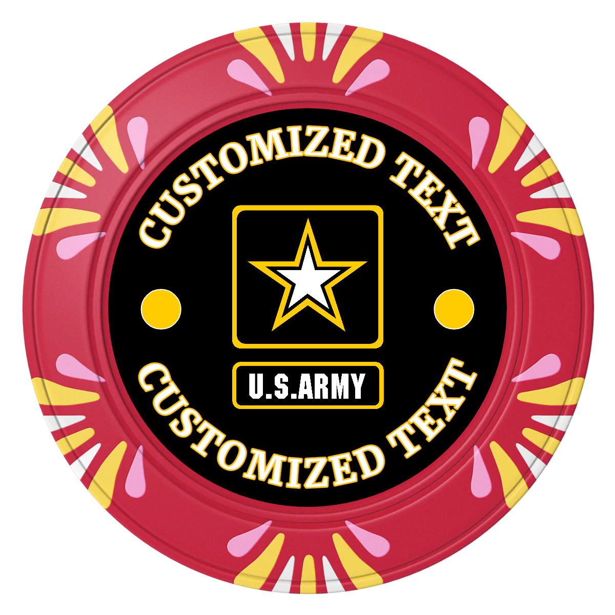Army Strong Clay Poker Chips - Red / Macau / 40mm - Front