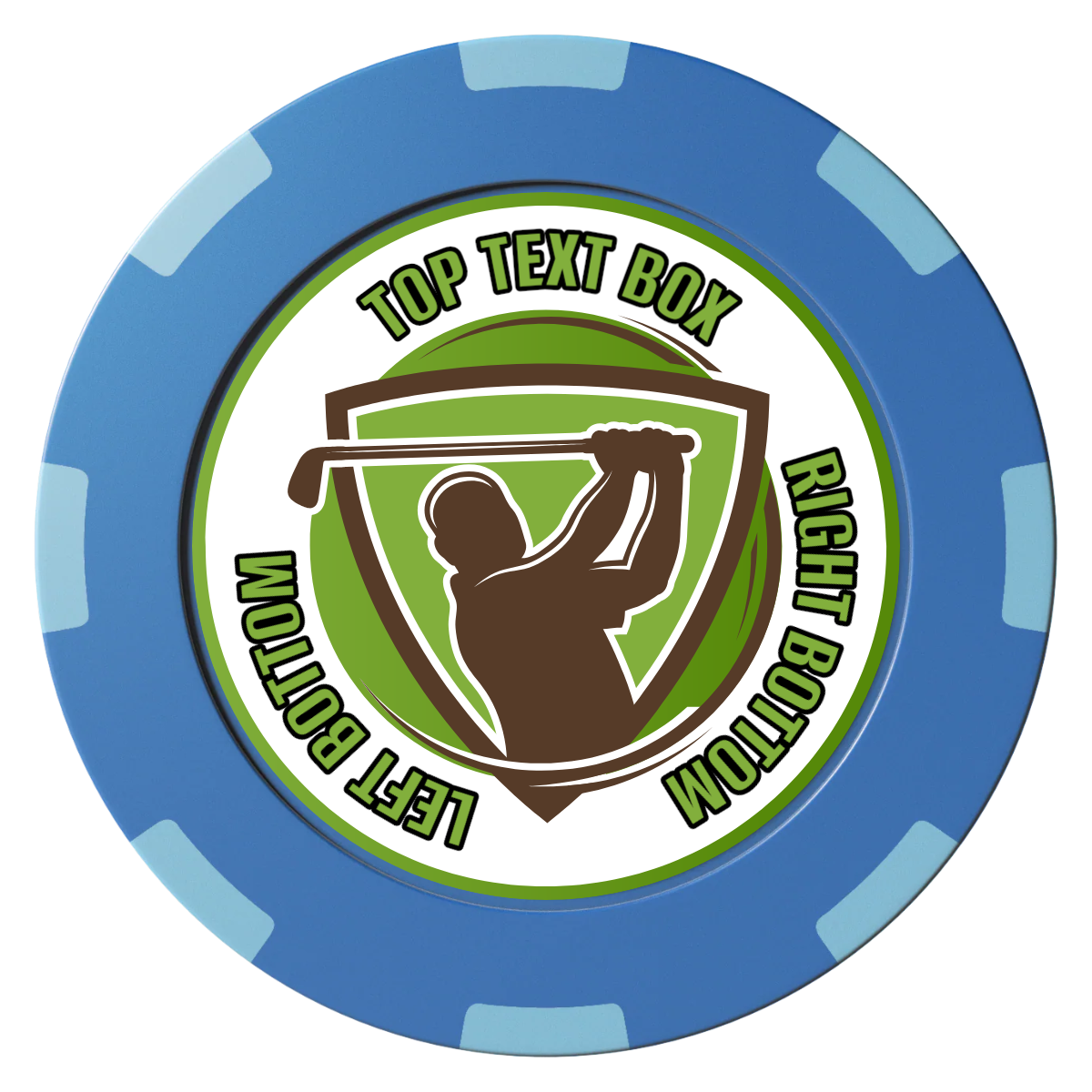 The Golfer Clay Poker Chips - Blue / 8 Spot (2 Tone) / 40mm - Front