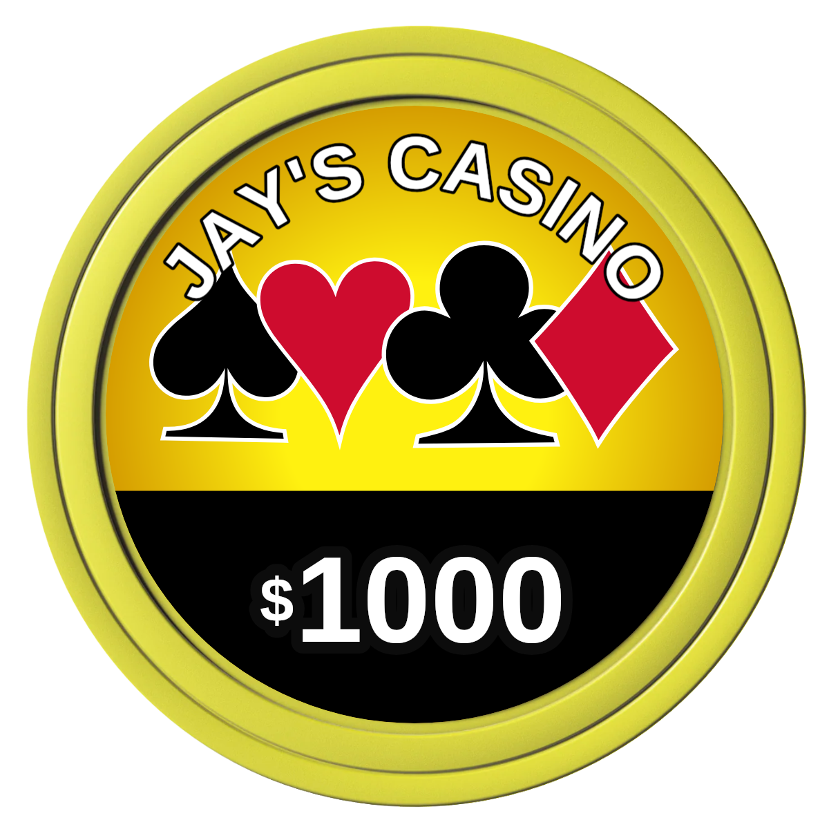 Jay's Casino Composite Poker Chips - Yellow / Solid - Front