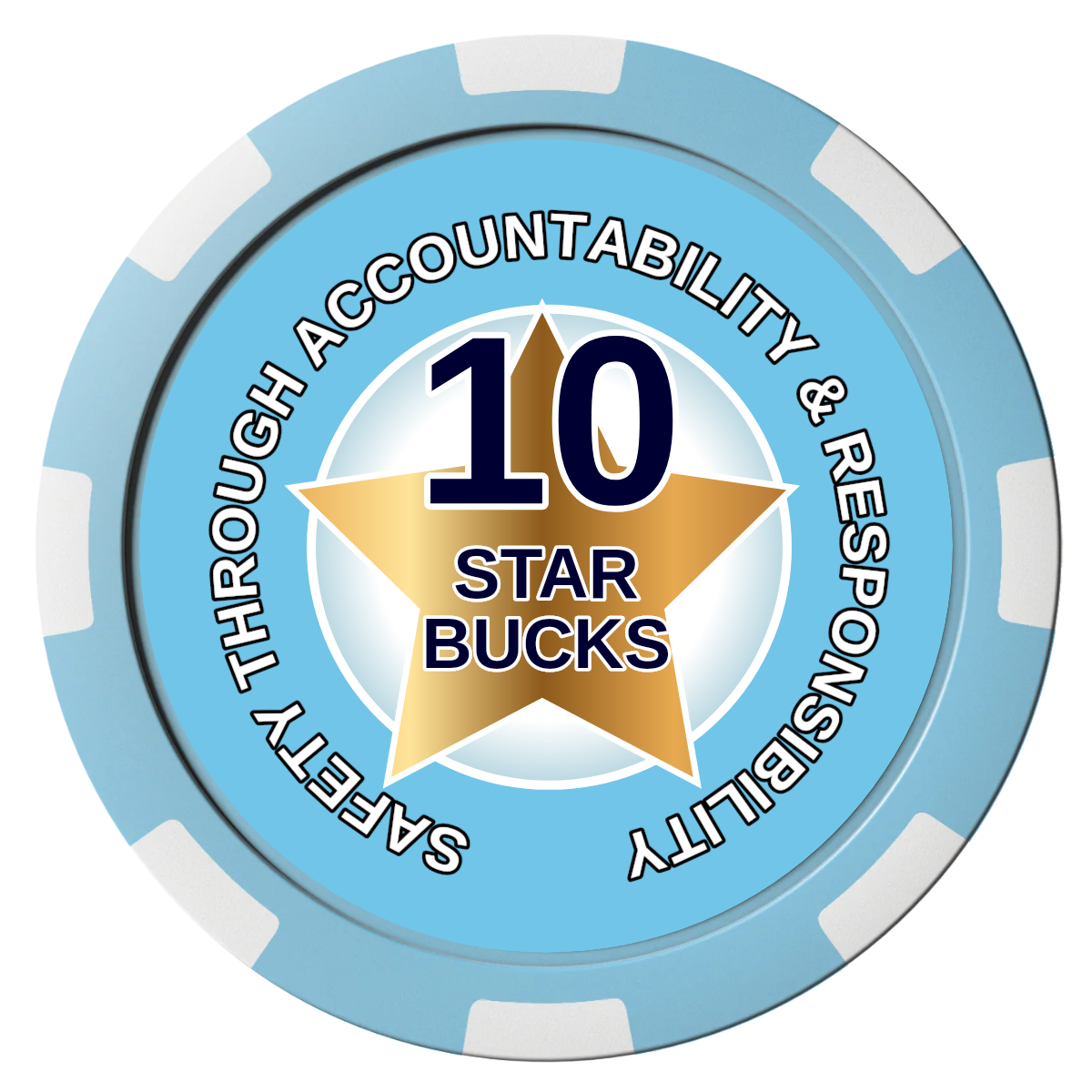 Safety Star Composite Poker Chips - Light Blue / 8 Spot - Front