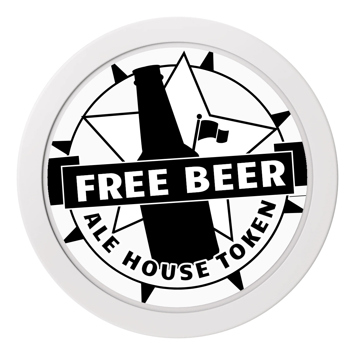 Free Beer Drink 2" Oversized Poker Chips - White - Front