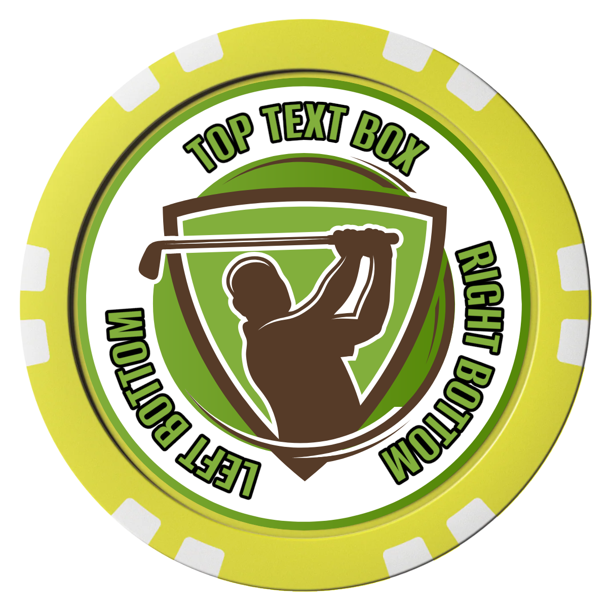 The Golfer Composite Poker Chips - Yellow / Double Stripe - Front