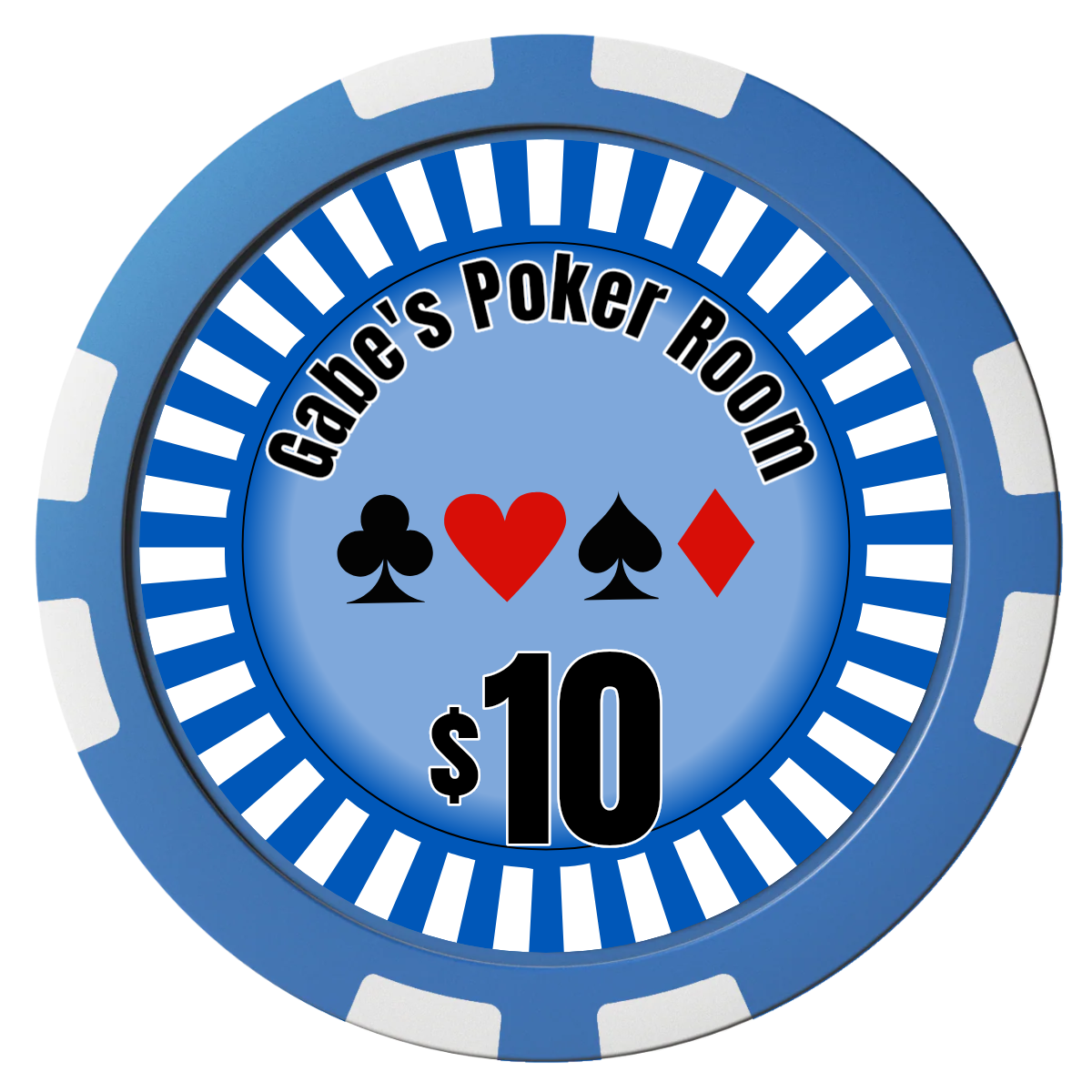 Gabe's Poker Room Composite Poker Chips - Blue / 8 Stripe - Front