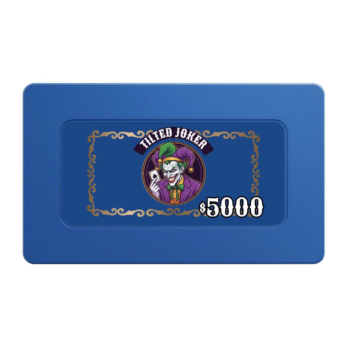 Tilted Joker Rectangular Poker Chip Plaques - Blue - Front
