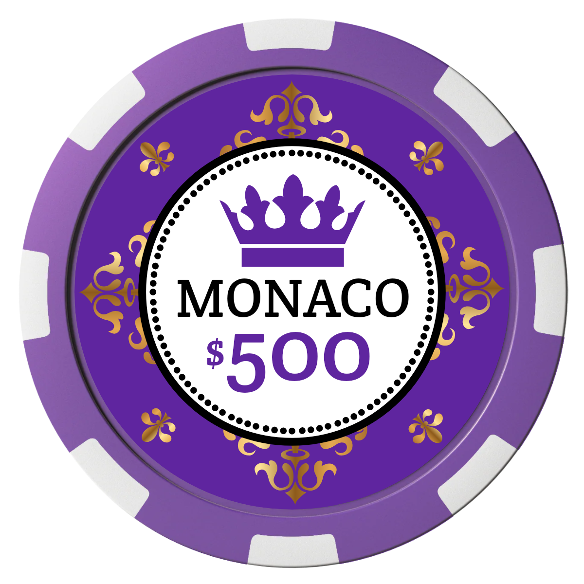 Monaco #001 Composite Poker Chips - Purple / 8 Spot - Front