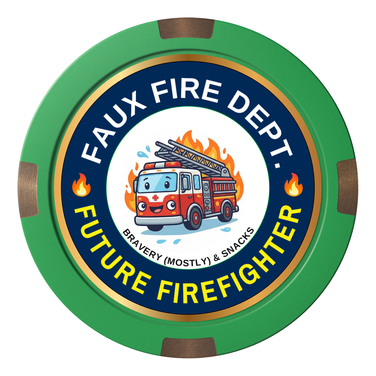 Future Firefighter Composite & Metal Hybrid Poker Chips - Green - Back