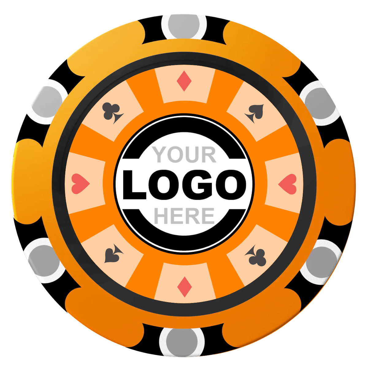 Suit 8 Your Logo Clay Poker Chips - Orange / Monte Carlo / 40mm - Front