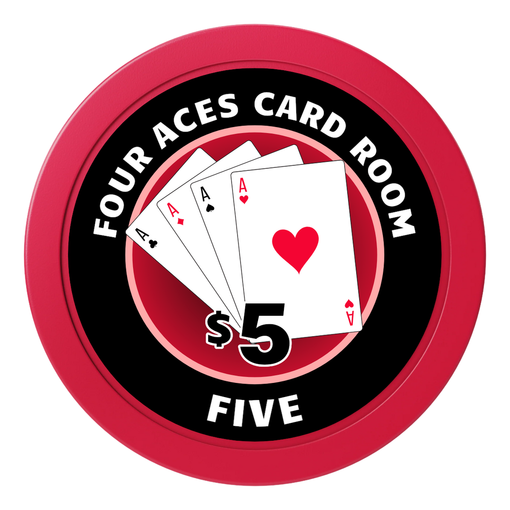 4 Aces Poker Room 2" Oversized Poker Chips - Red - Front
