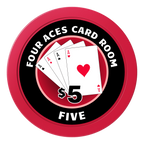 4 Aces Poker Room 2" Oversized Poker Chips - Red - Front