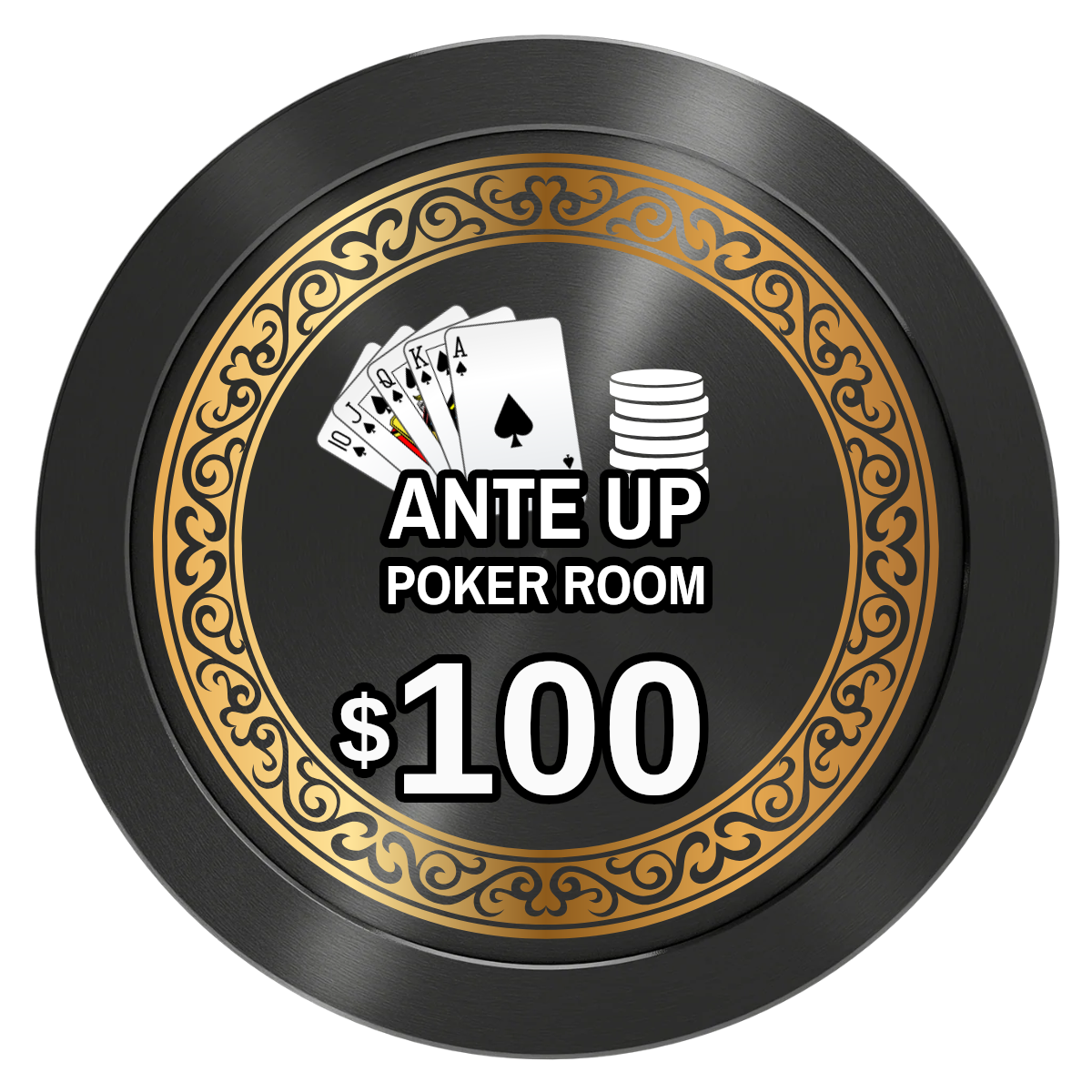 Ante Up Poker Room Aluminum Poker Chips - Black - Back