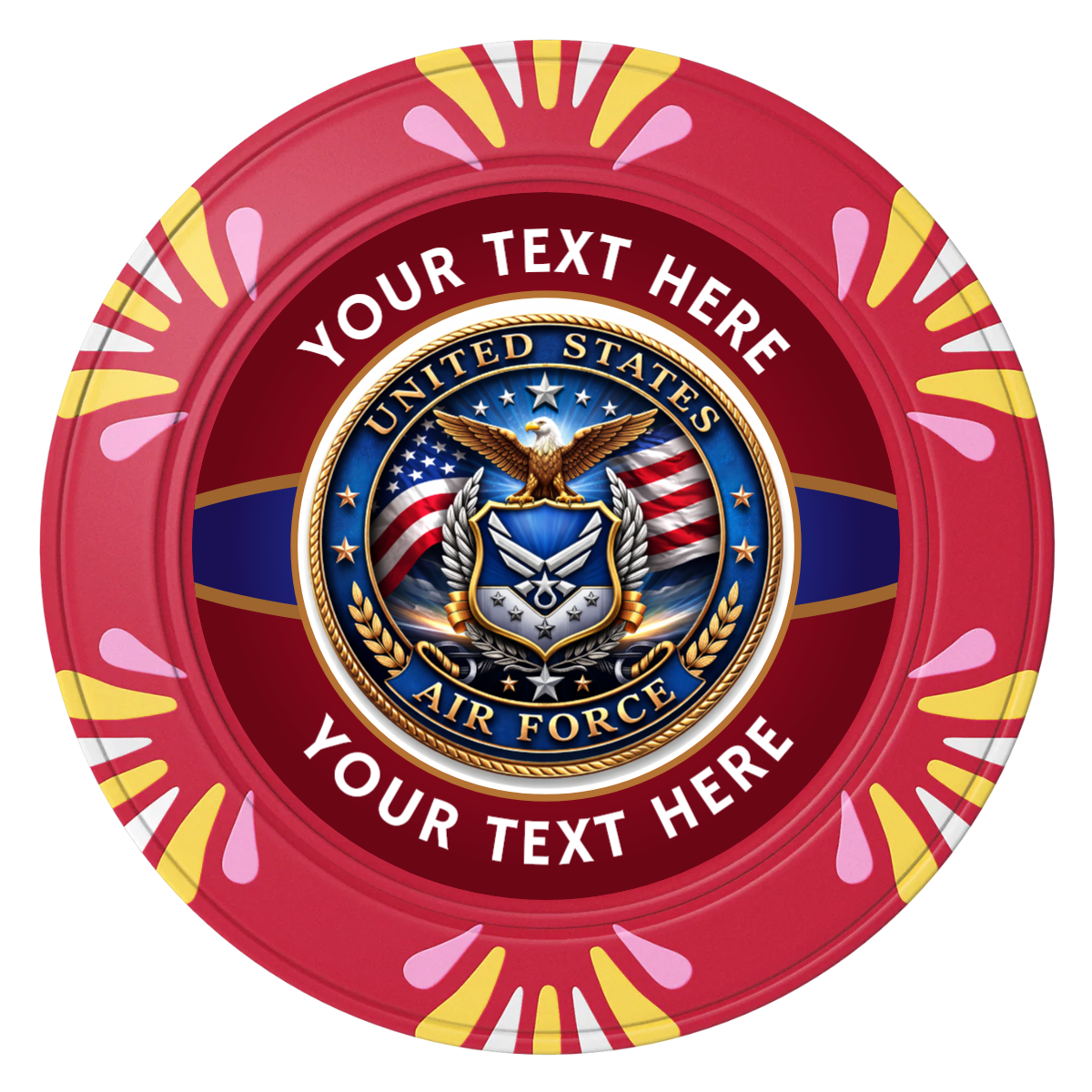 Air Force Clay Poker Chips - Red / Macau / 40mm - Front