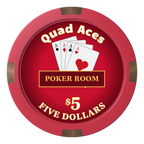 Quad Aces Composite & Metal Hybrid Poker Chips - Red - Front