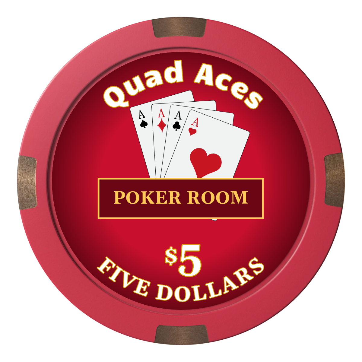 Quad Aces Composite & Metal Hybrid Poker Chips - Red - Front