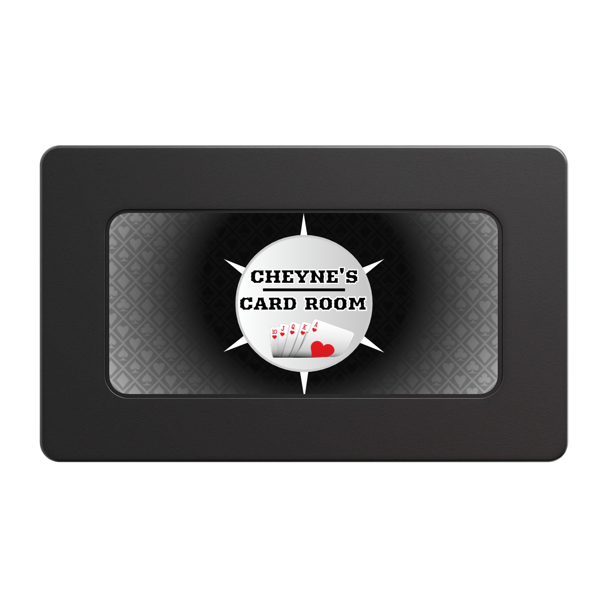 Cheyne's Card Room Rectangular Poker Chip Plaques - Black - Front