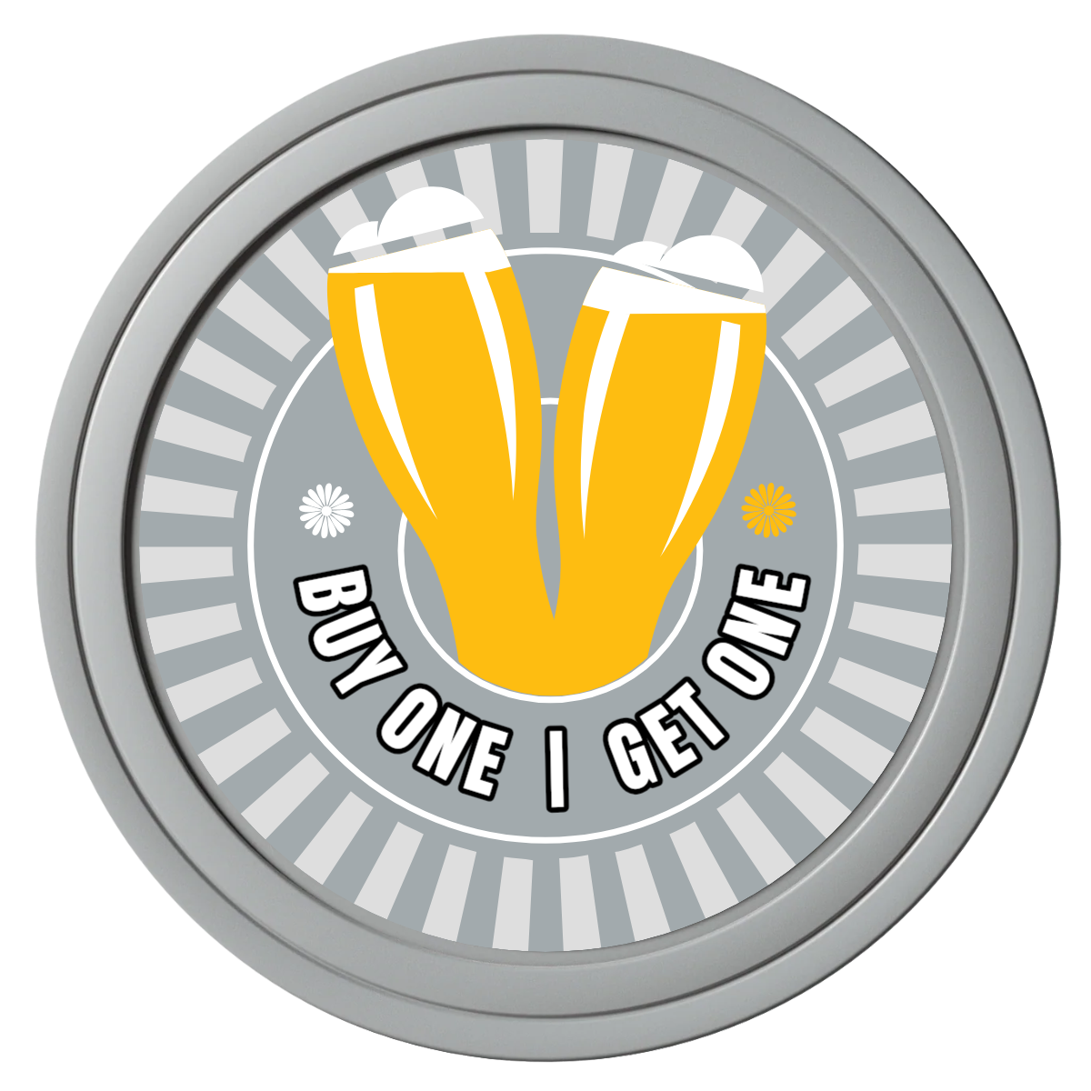 Double Pint Composite Poker Chips - Gray / Solid - Front