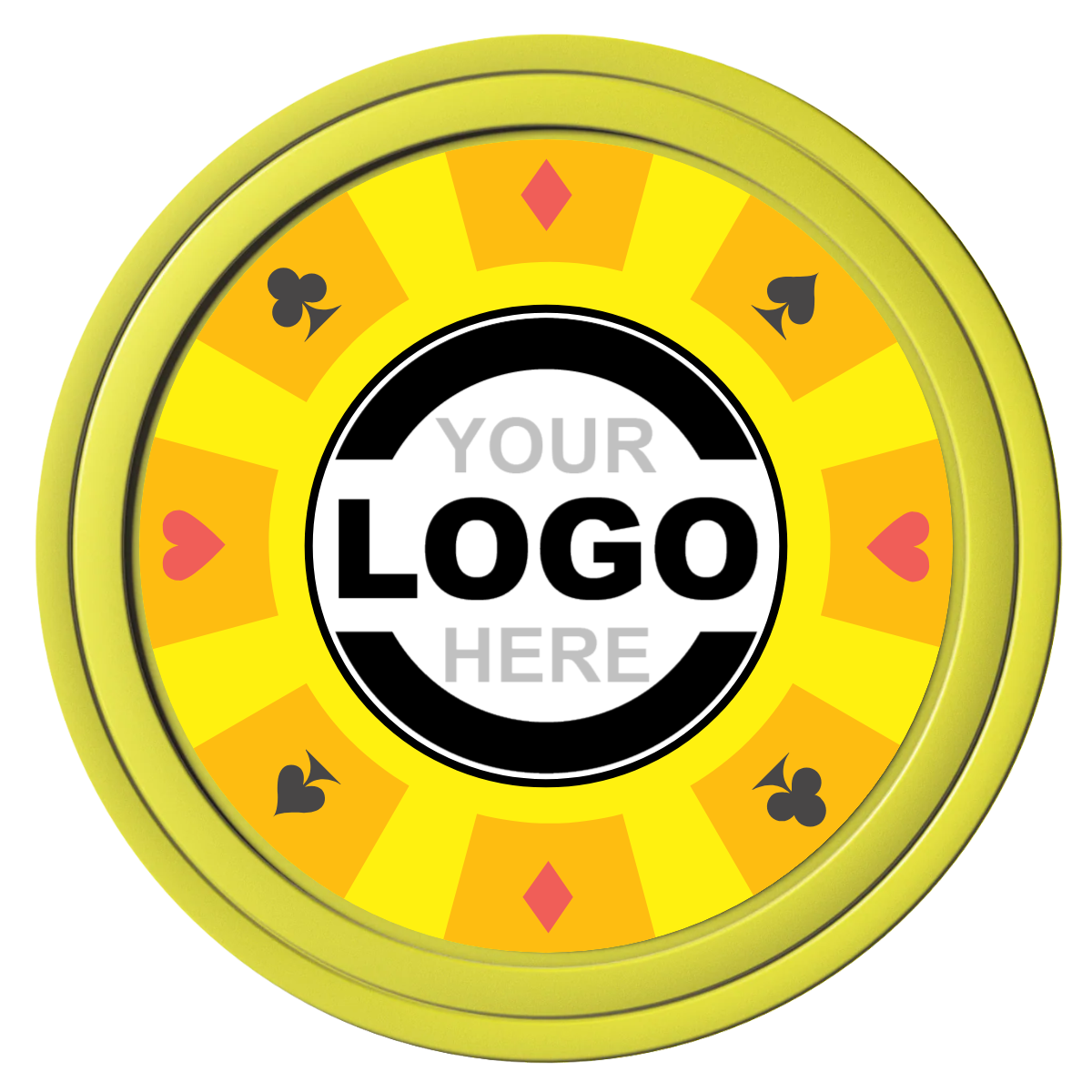 Suit 8 Your Logo Composite Poker Chips - Yellow / Solid - Front