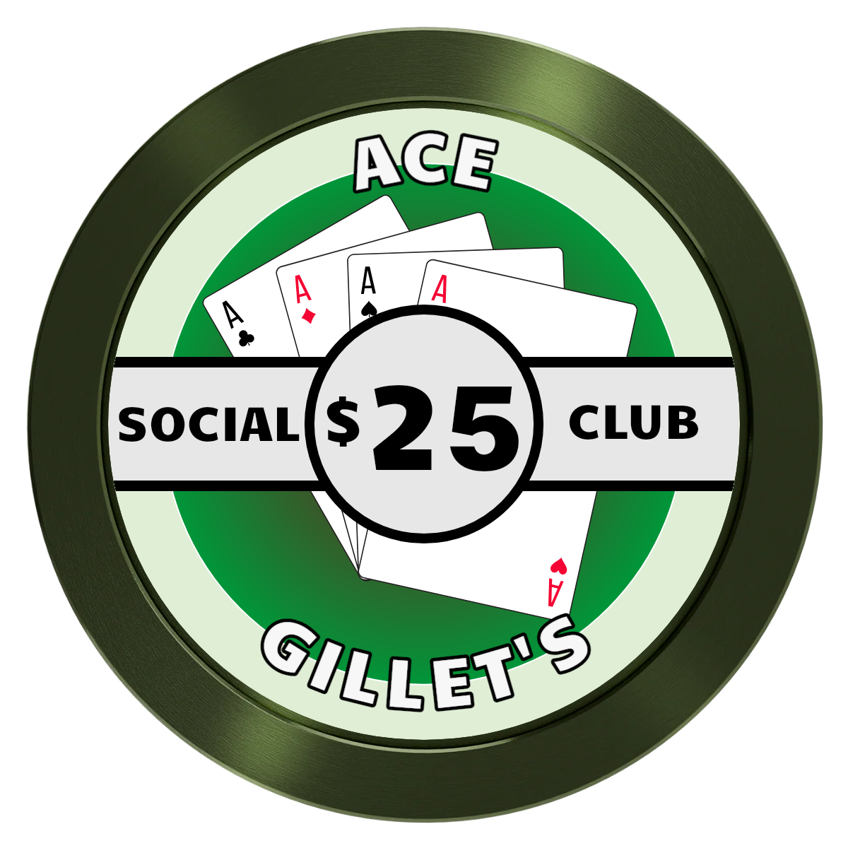 Ace Gillet's Aluminum Poker Chips - Green - Front