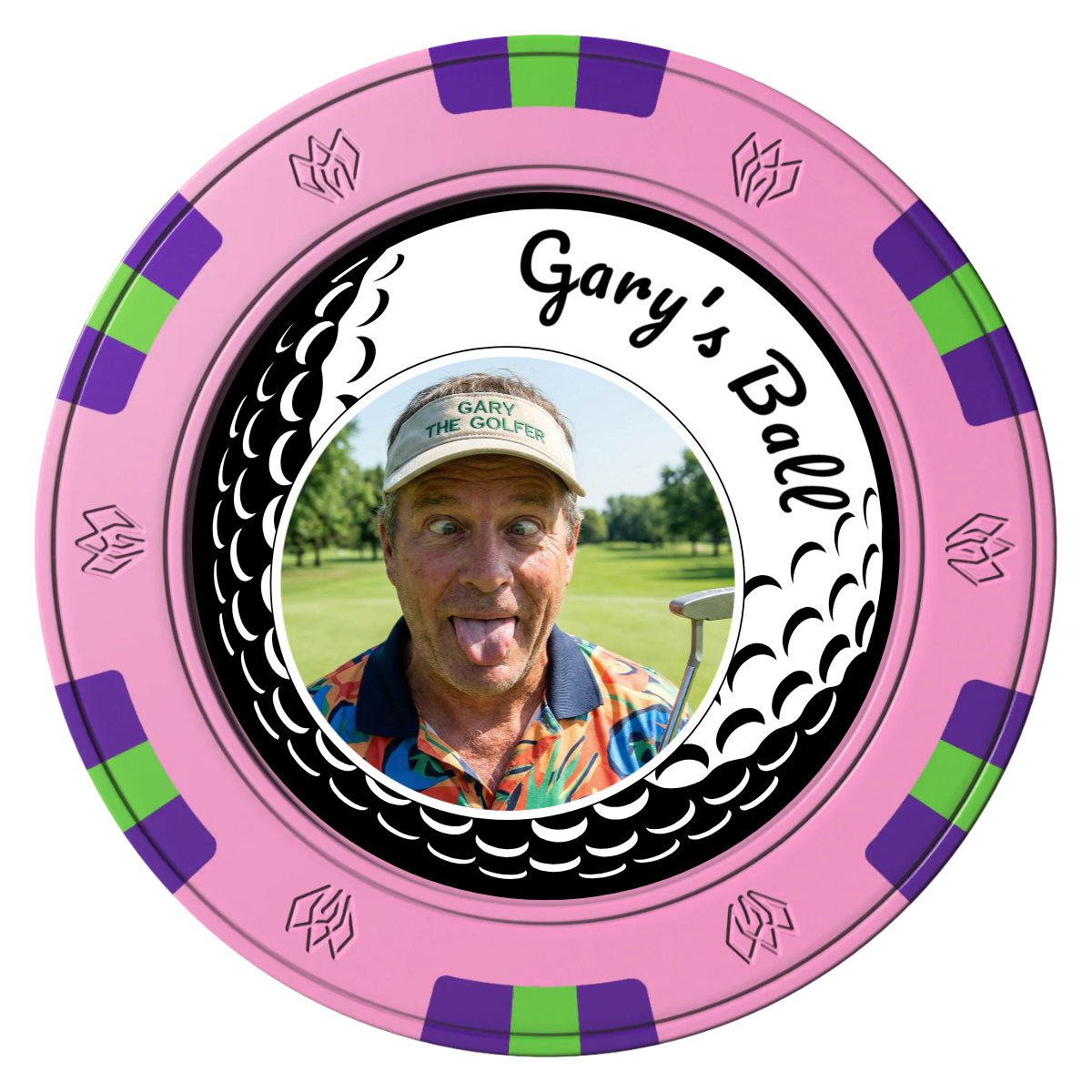 Gary's Ball Clay Poker Chips - Pink / 6 Spot Gem / 43mm - Front