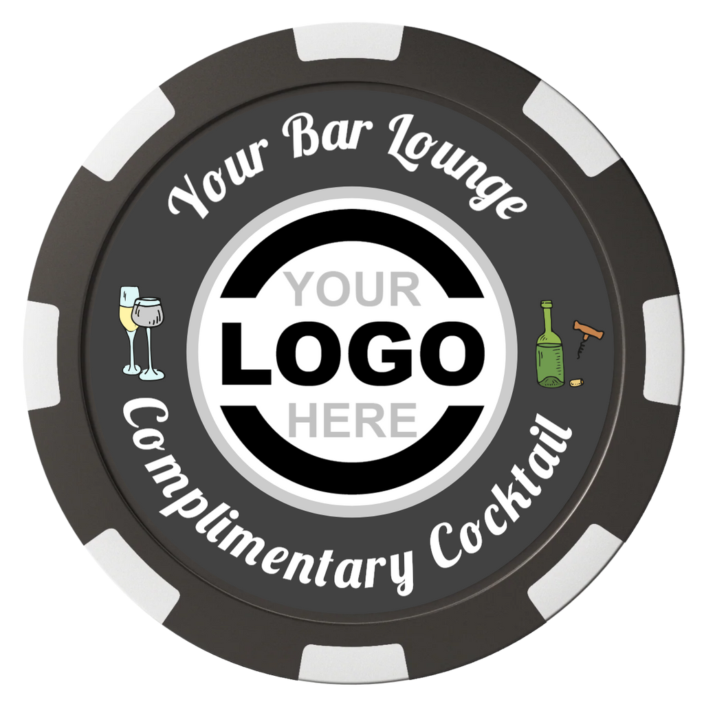 Fancy Drink Composite Poker Chips - Black / 8 Spot - Back