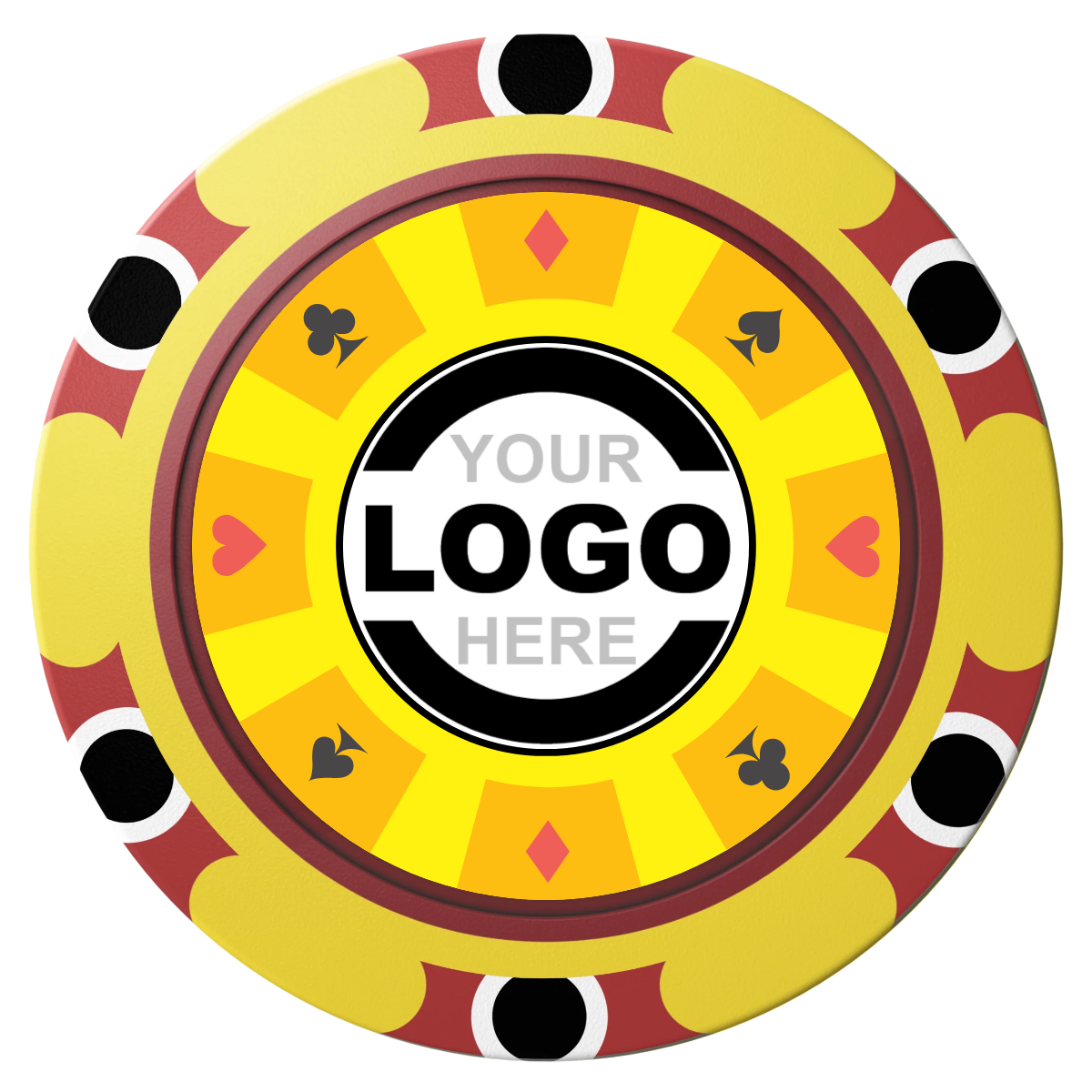 Suit 8 Your Logo Clay Poker Chips - Yellow / Monte Carlo / 40mm - Front