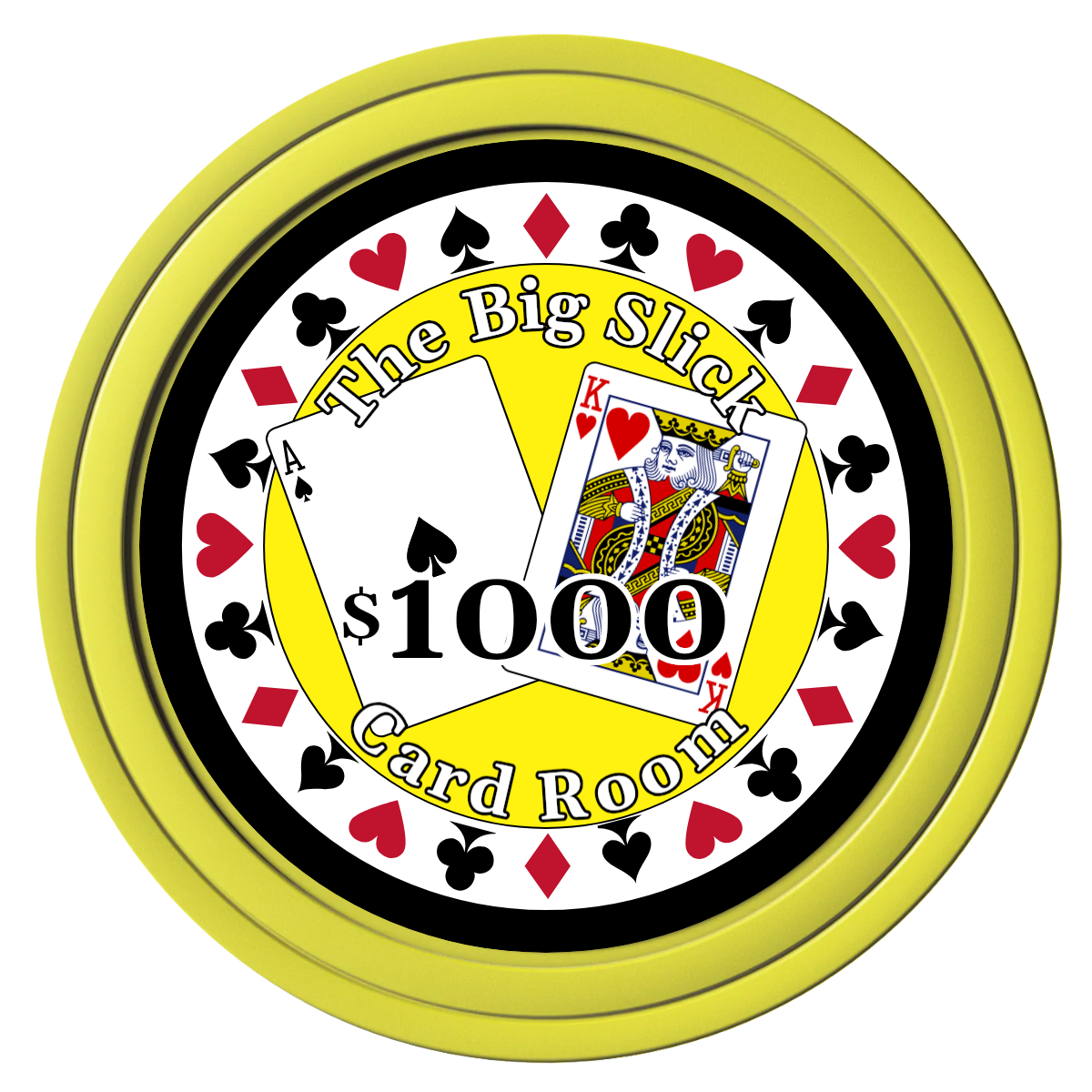 AK Big Slick Composite Poker Chips - Yellow / Solid - Front