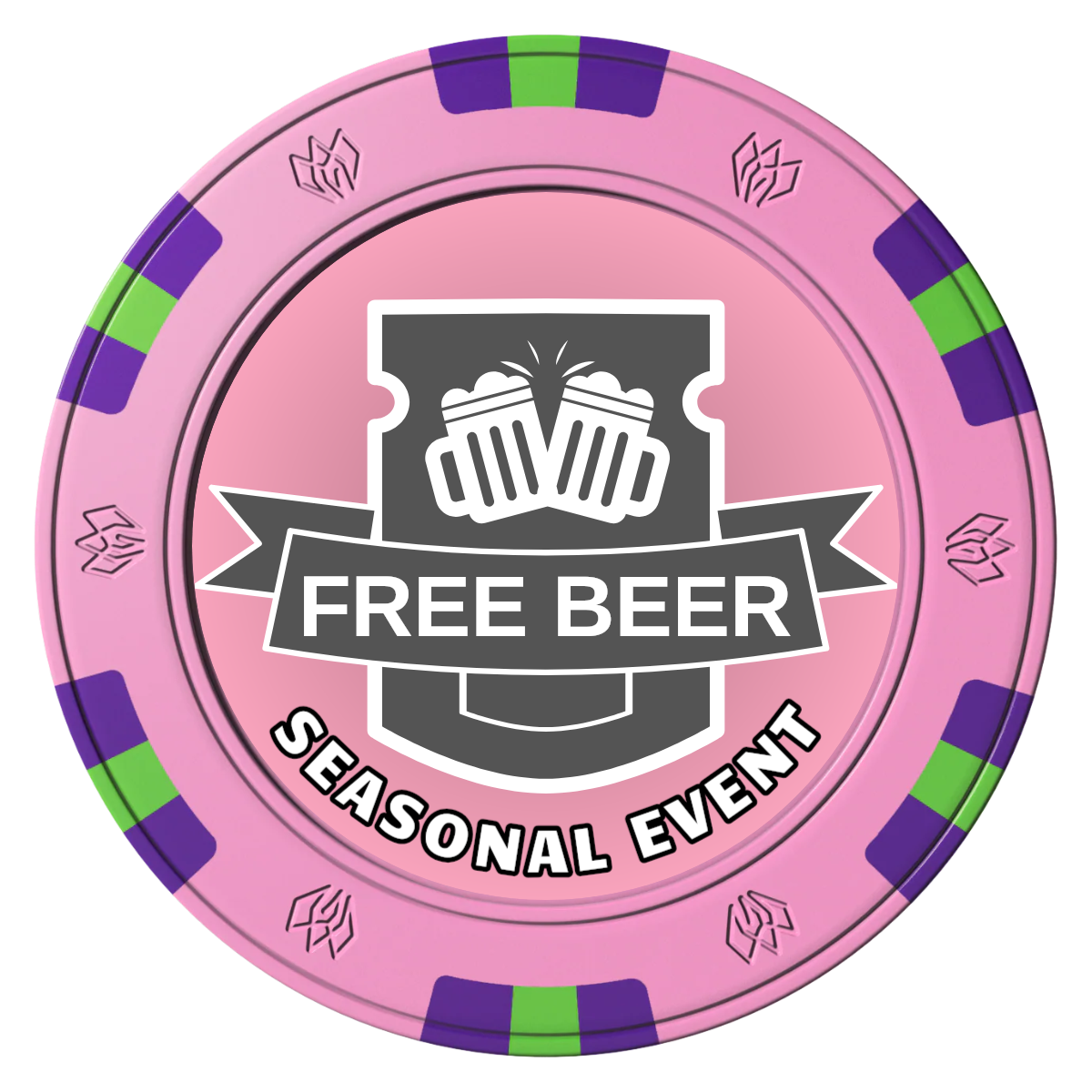 Craft Beer #001 Clay Poker Chips - Pink / 6 Spot Gem / 40mm - Front