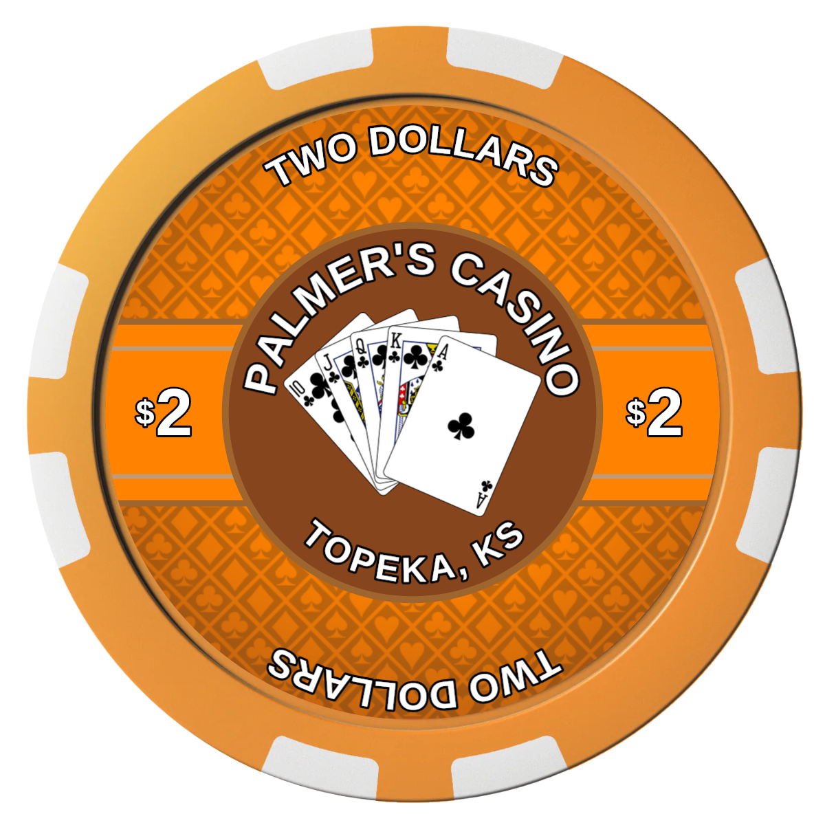 Palmer's Casino Composite Poker Chips - Orange / 8 Stripe - Front