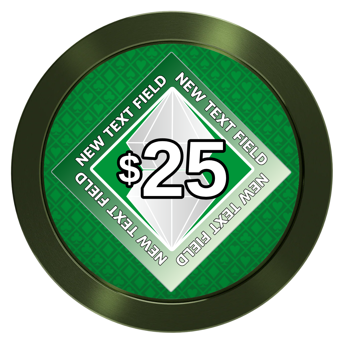 Diamond in the Rough Aluminum Poker Chips - Green - Back