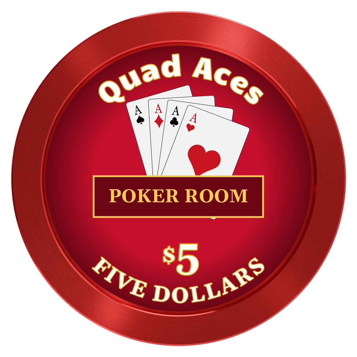 Quad Aces Aluminum Poker Chips - Red - Front