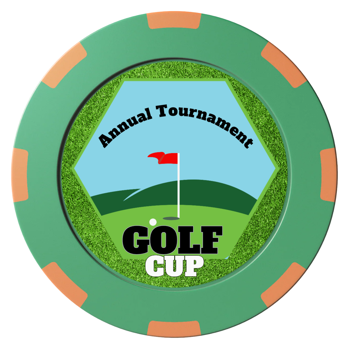 Golf Cup Clay Poker Chips - Green / 8 Spot (2 Tone) / 40mm - Front