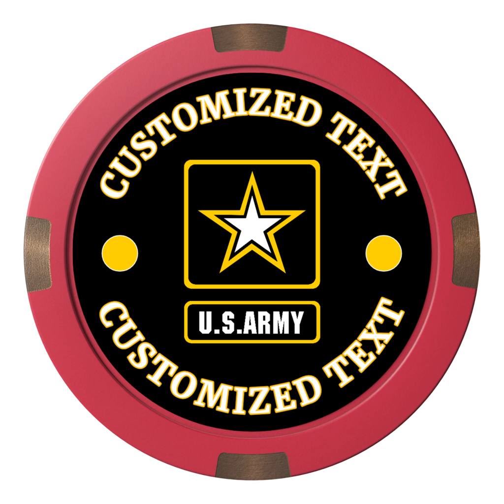 Army Strong Composite & Metal Hybrid Poker Card Protectors - Red - Front