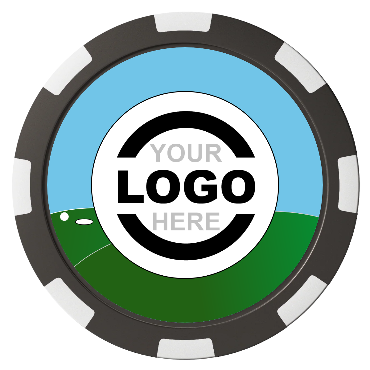 Going Golfing Today Composite Poker Chips - Black / 8 Spot - Back