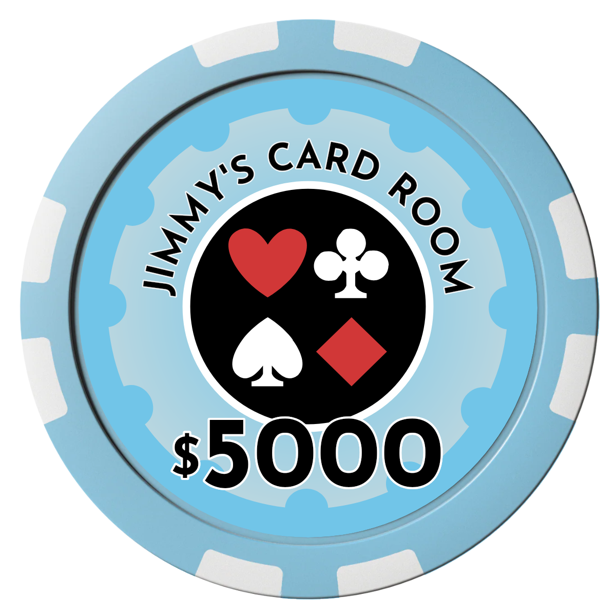 Your Four Suits Composite Poker Chips - Light Blue / 8 Stripe - Front