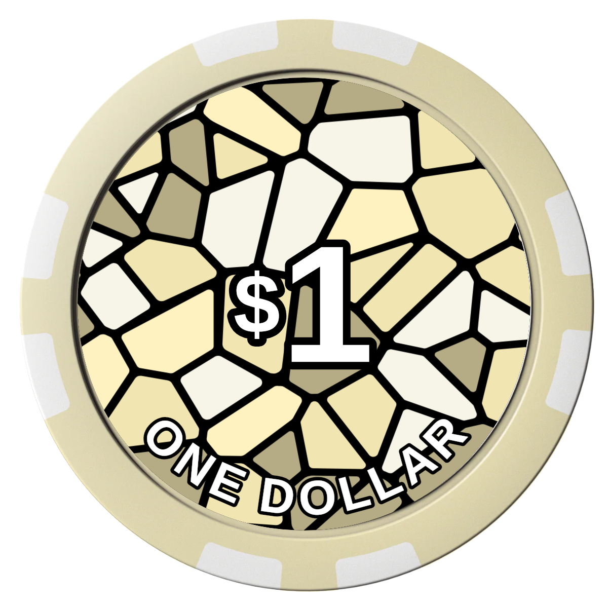 Stained Glass Composite Poker Chips - Ivory / 8 Stripe - Front