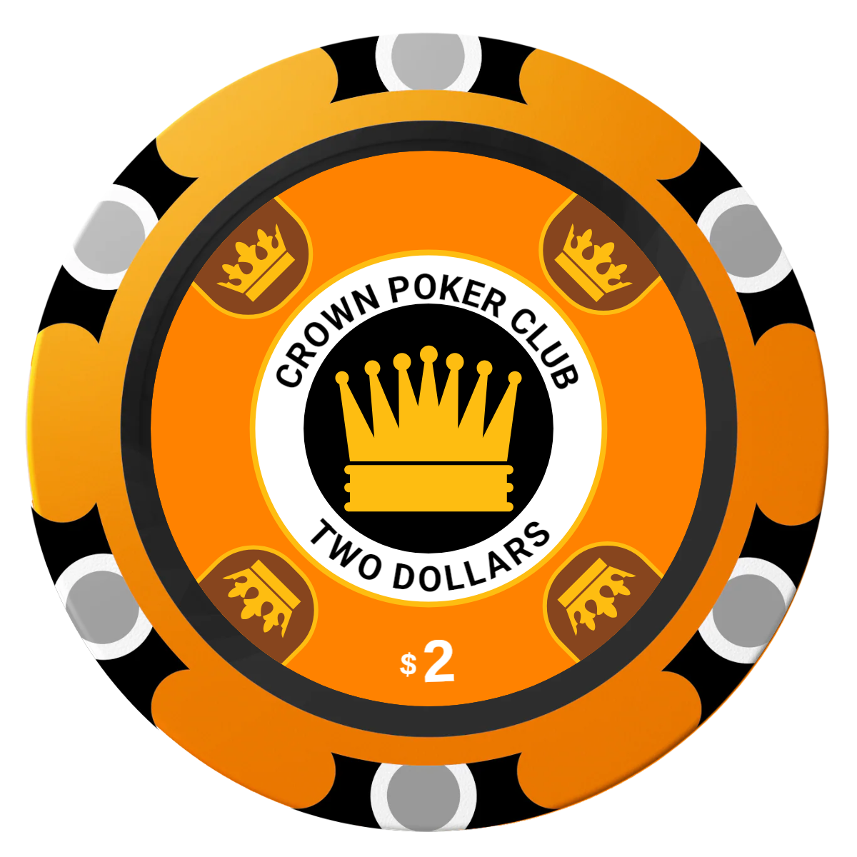 Crown Card Room Clay Poker Chips - Orange / Monte Carlo / 40mm - Front