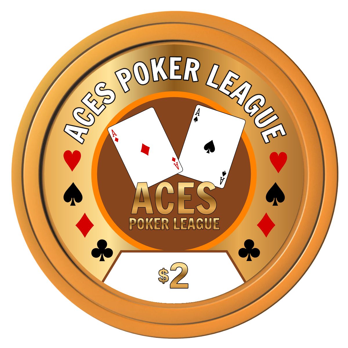 Aces Poker League Composite Poker Chips - Orange / Solid - Front