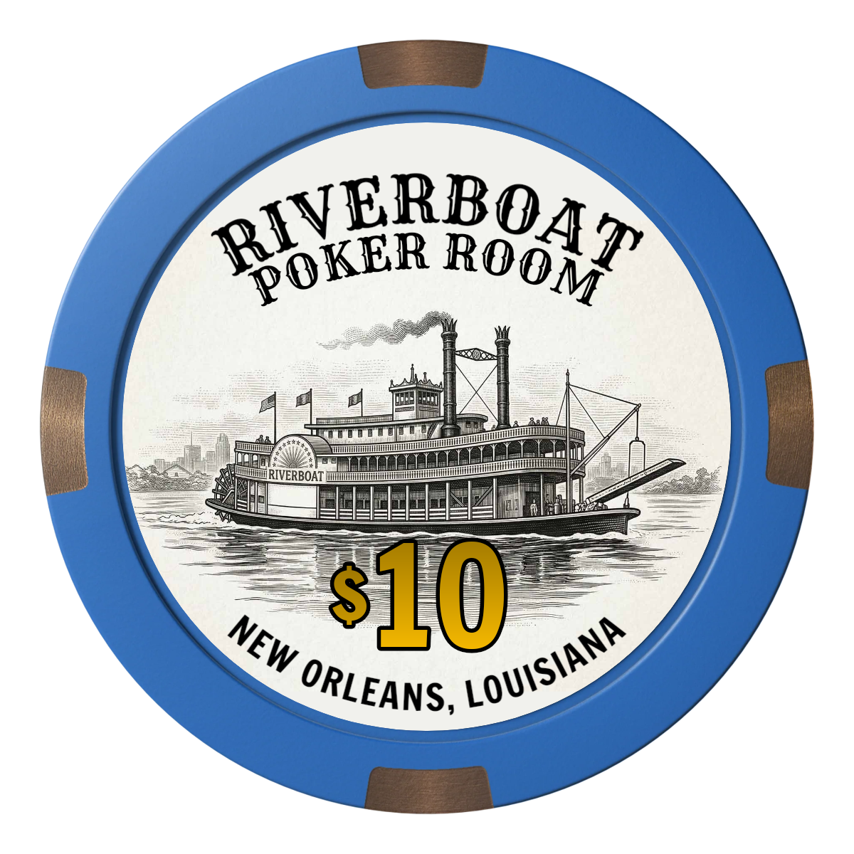 Riverboat Poker Room Composite & Metal Hybrid Poker Chips - Blue - Back