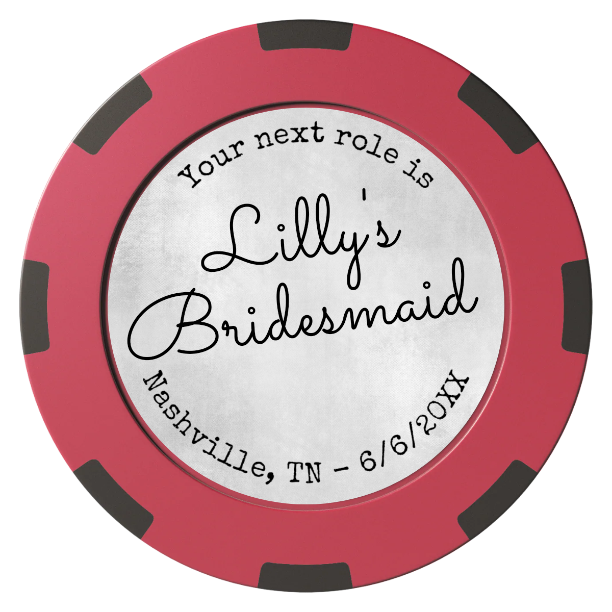 Be My Bridesmaid Simple Clay Poker Chips - Red / 8 Spot (2 Tone) / 40mm - Front