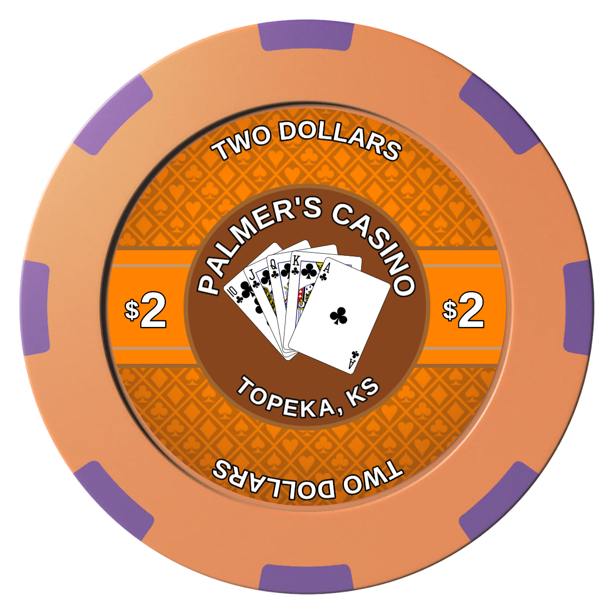 Palmer's Casino Clay Poker Chips - Orange / 8 Spot (2 Tone) / 40mm - Front