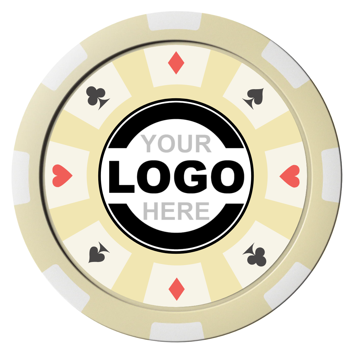 Suit 8 Your Logo Composite Poker Chips - Ivory / 8 Spot - Front