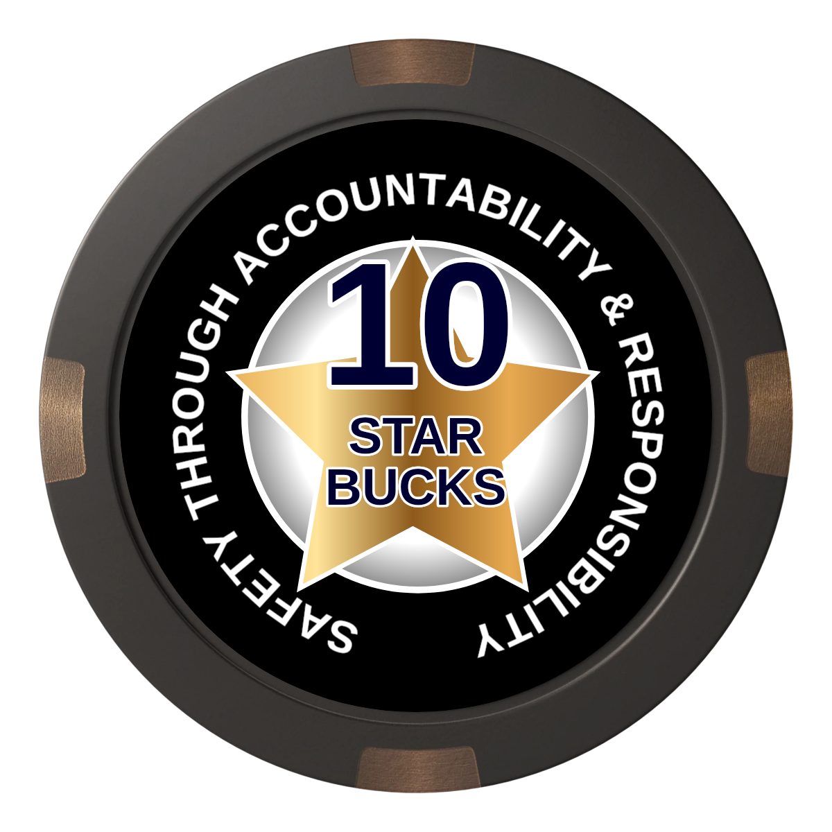 Safety Star Composite & Metal Hybrid Poker Chips - Black - Front