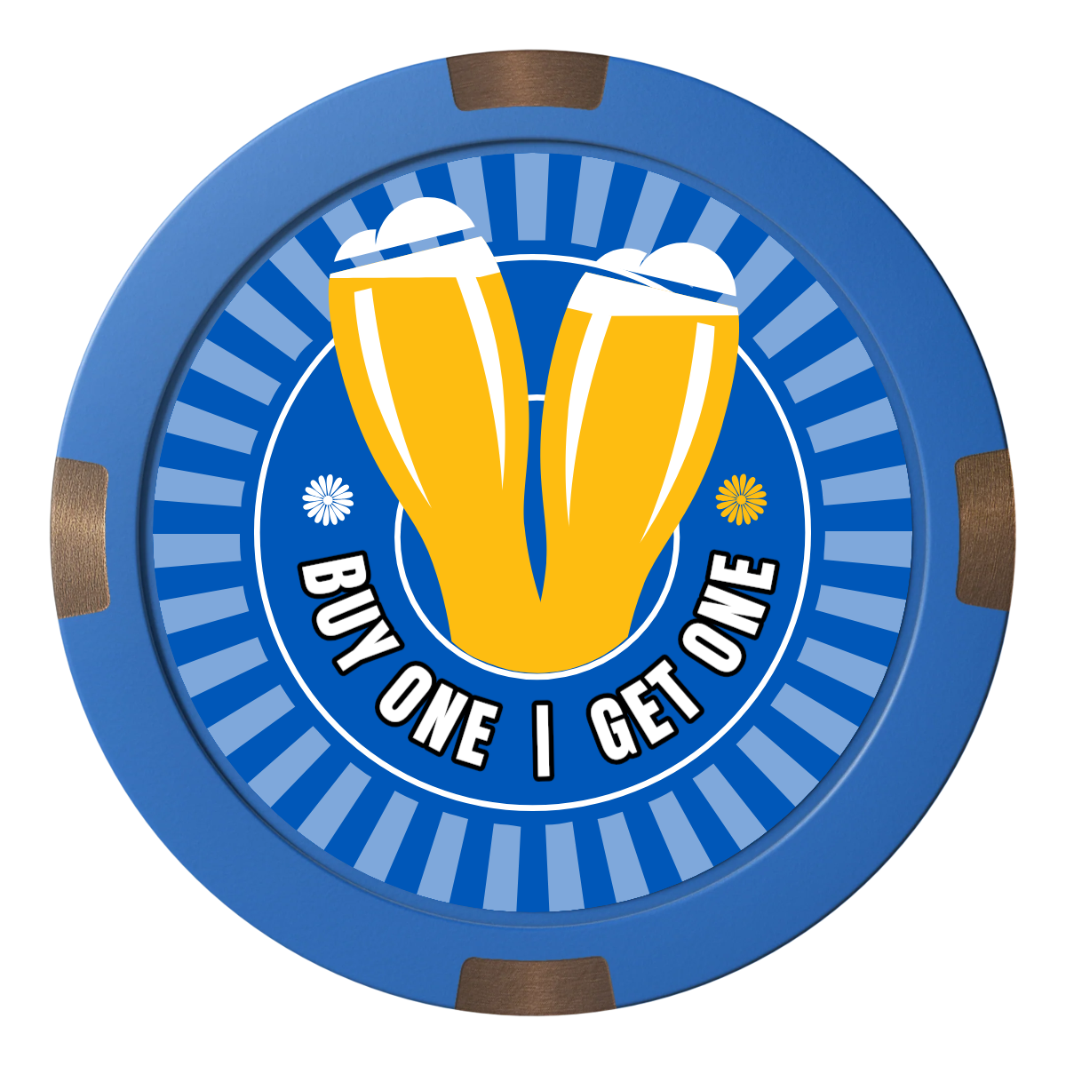 Double Pint Composite & Metal Hybrid Poker Chips - Blue - Front