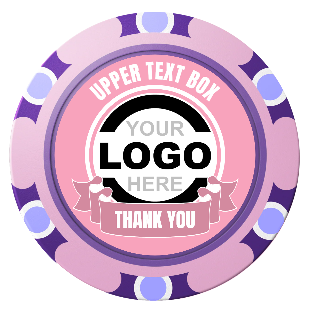 Lower Banner Clay Poker Chips - Pink / Monte Carlo / 40mm - Front